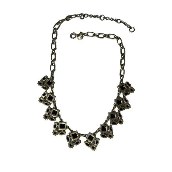 J Crew Gold Black Crystal Adjustable Statement Necklace - Picture 7 of 12